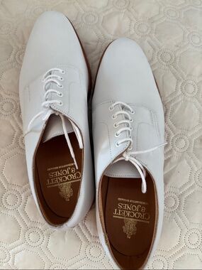 Crockett & Jones White Leather Derby Shoes for Men